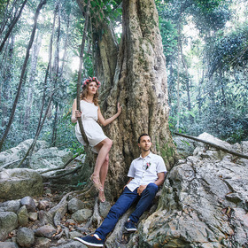 Wedding near waterfall. Ko Samui